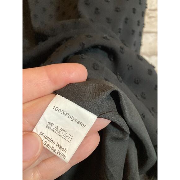 CDM Babydoll Dress Womens Large Black All Over Poms Flutter Sleeve Whimsigoth - Picture 13 of 14